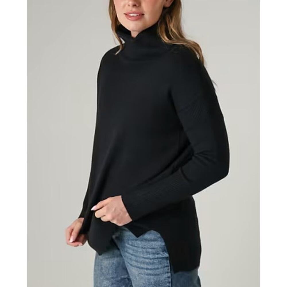 French Connection Ribbed Roll Neck Sweater Jumper Size Small Black Quiet Luxury